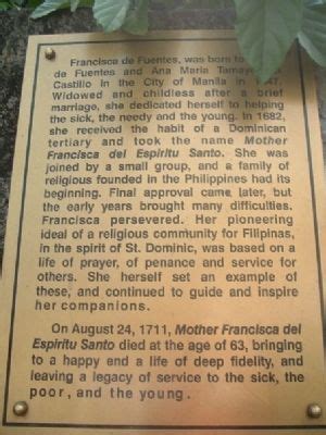 Mother Francisca del Espiritu Santo Historical Marker.